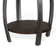 Flint Side End Table w Shelf Round Barrel Shape 24’’ Dark Brown Wood BM324752