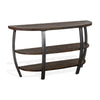 Flint Sofa Table w 2 Shelves, 52" Semi Circle Top, Brown Wood, Barrel