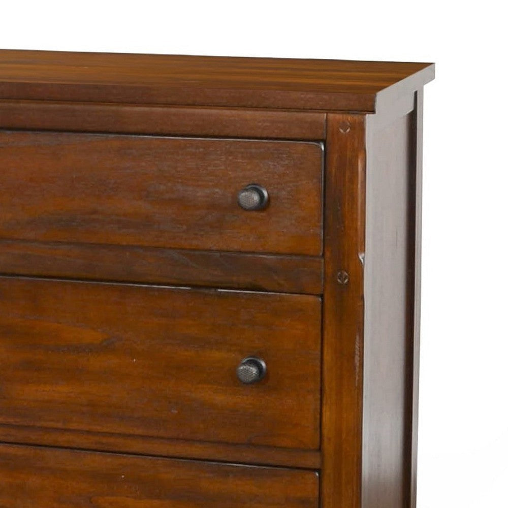 Odell Wide Dresser 6 Drawers Rustic Dark Brown Solid Wood BM324763