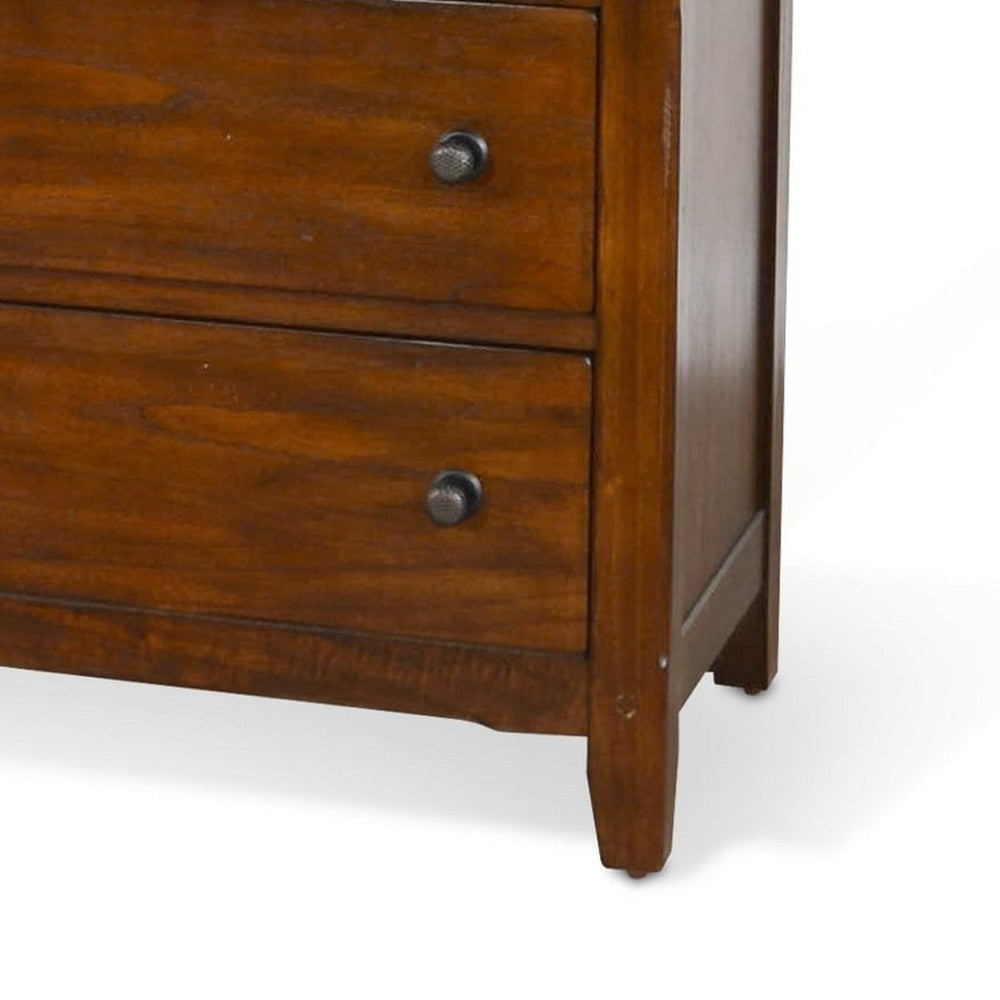 Odell Wide Dresser 6 Drawers Rustic Dark Brown Solid Wood BM324763