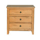 Marv Nightstand, 3 Drawers, 29" Rustic Light Brown Solid Wood, Black