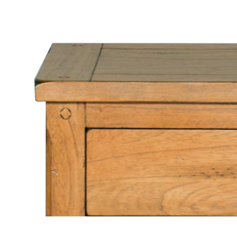 Marv Nightstand 3 Drawers 29’’ Rustic Light Brown Solid Wood Black BM324767