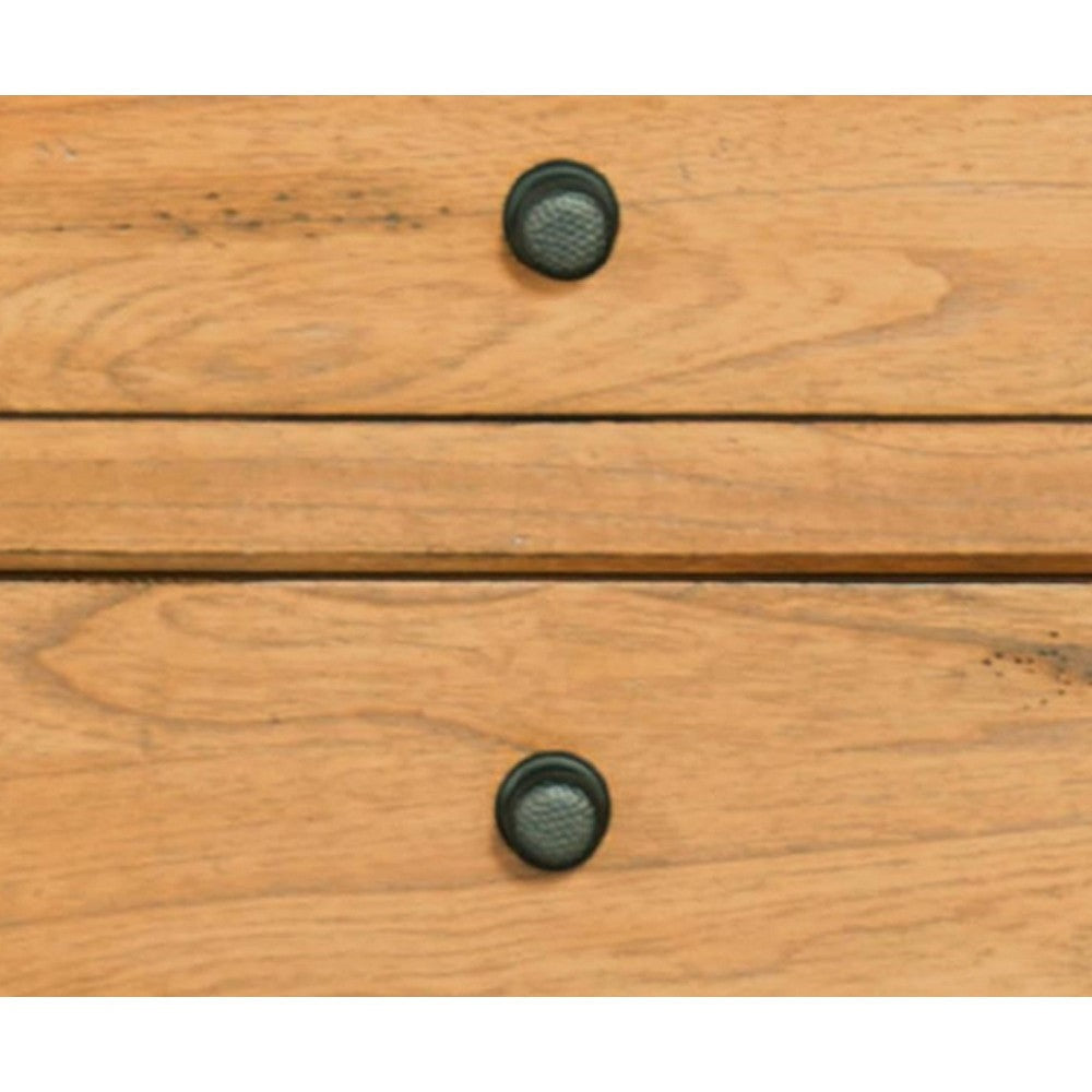 Marv Nightstand 3 Drawers 29’’ Rustic Light Brown Solid Wood Black BM324767