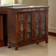 Odell Bookcase Cabinet, 4 Beehive Glass Doors, Slate Inlay Dark Brown