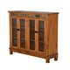 Marv Bookcase Cabinet 4 Waterfall Glass Doors Slate Inlay Light Brown BM324769