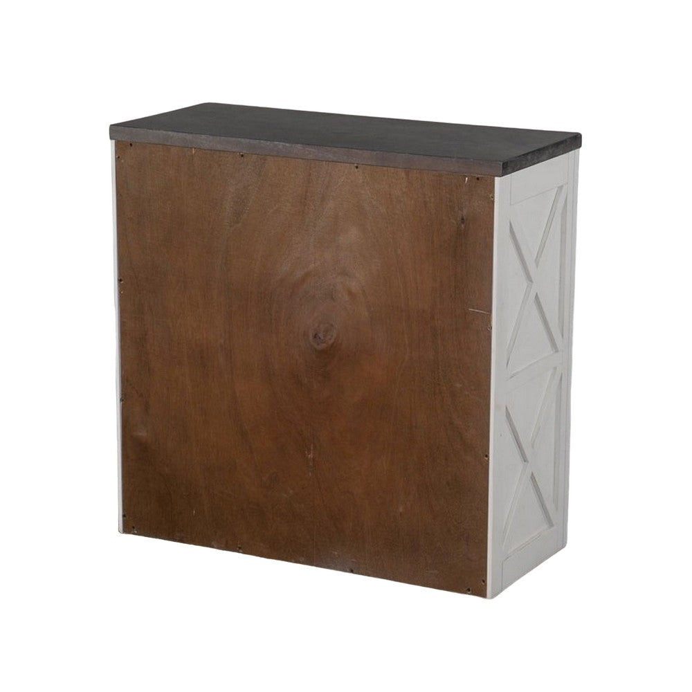 Zena 30’’ Small Bookcase 2 Shelves 2 Tone in Brown White Veneer BM324770