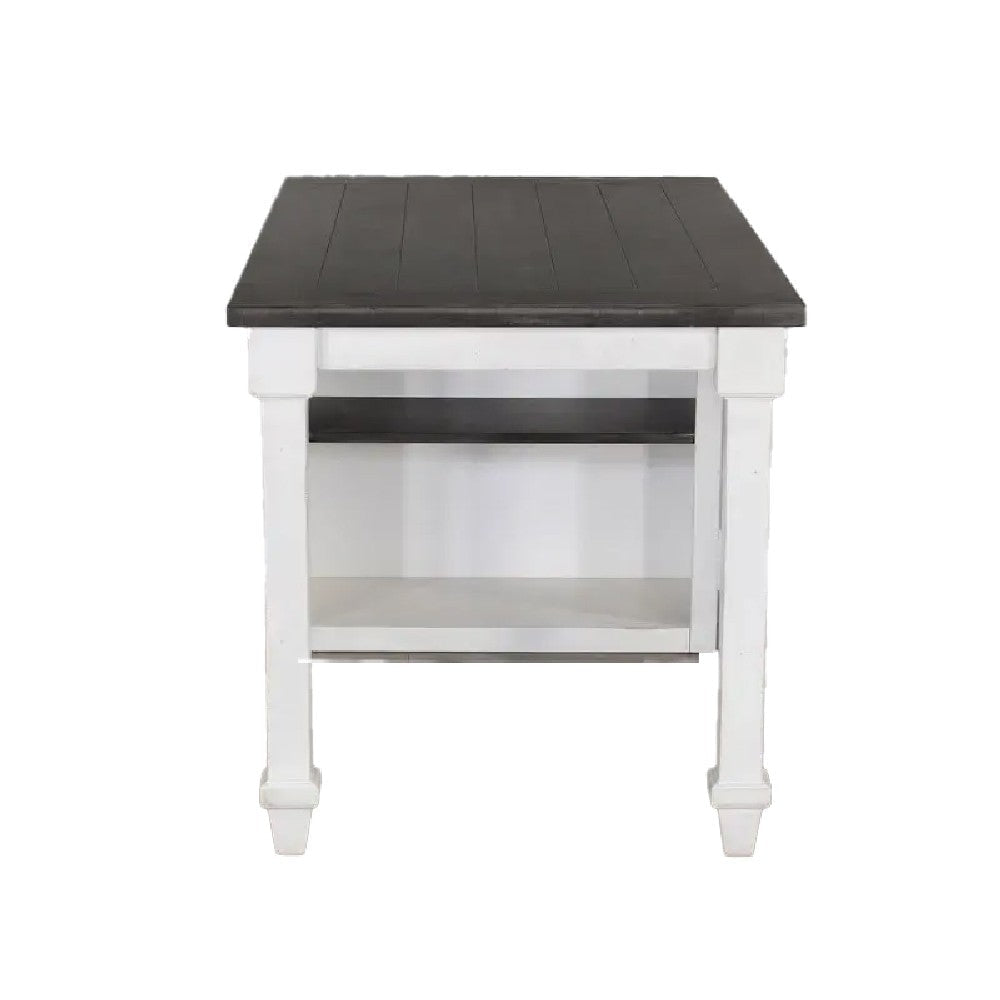 Zena Writing Desk Classic White Turned Legs 56’’ Rectangular Brown Top BM324772