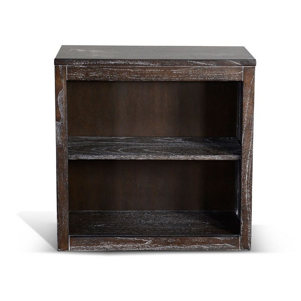 Sofi Small Bookcase X Cross Panels 2 Shelves Dark Brown Veneer BM324773