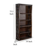 Sofi Bookcase X Cross Panels and 5 Open Shelves Dark Brown Veneer BM324774