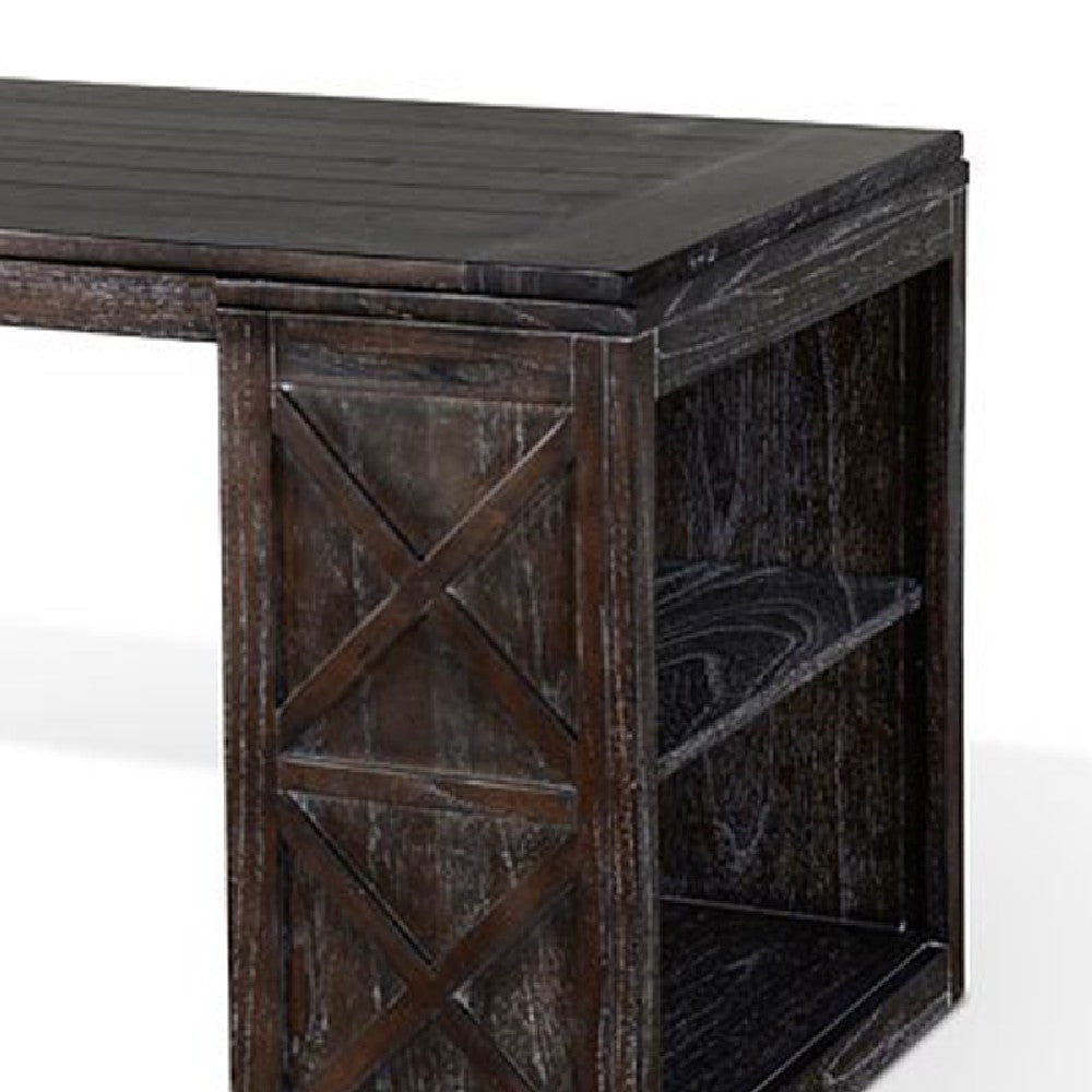 Sofi Office Writing Desk Turned Legs 56’’ Rectangular Dark Brown Top BM324775