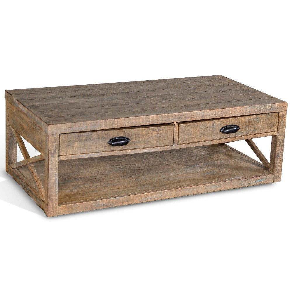 Rany Cocktail Table 2 Drawers Shelf 48’’ Rectangular Light Brown BM324776