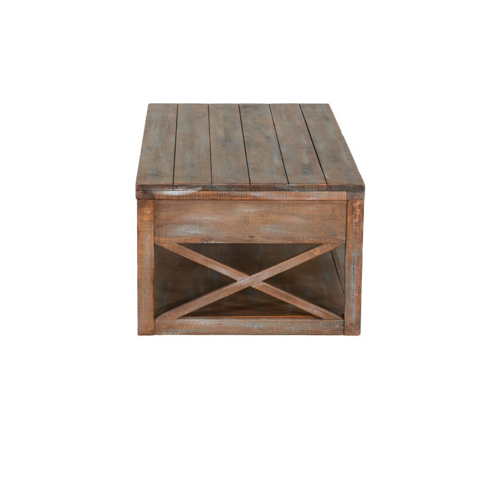 Rany Cocktail Table 2 Drawers Shelf 48’’ Rectangular Light Brown BM324776