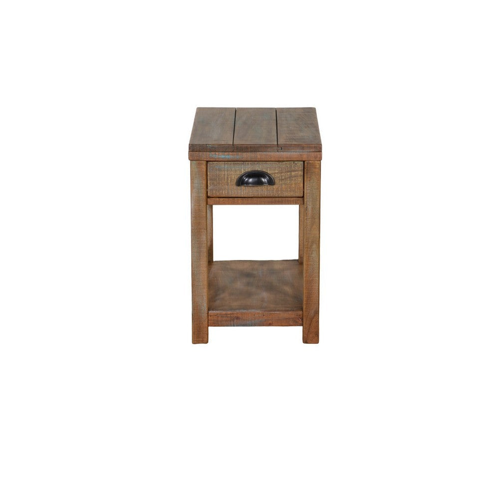 Rany Accent Table Drawer Shelf 22’’ Rectangular Top Light Brown BM324777