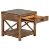 Rany Side End Table Drawer Lower Shelf 22’’ Square Top Light Brown BM324778