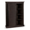 Cyna Bookcase, Sliding Barn Door with 3 Shelves, Dark Brown Wood 66"