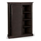 Cyna Bookcase, Sliding Barn Door with 3 Shelves, Dark Brown Wood 66"