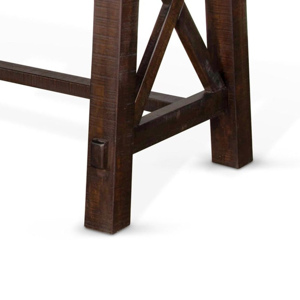 Anva Writing Desk 2 Drawers X Motif Panels 58’’ Dark Brown Wood Top BM324786