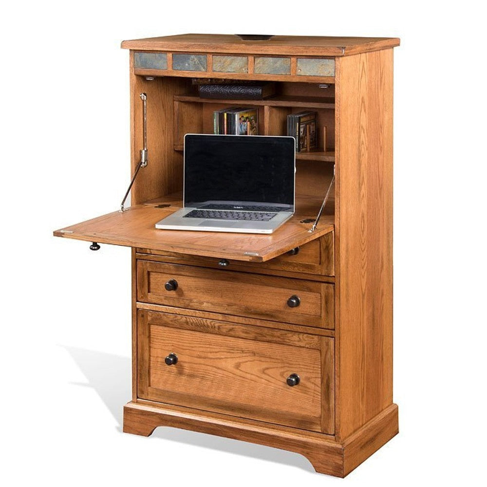 Murphy Desk Armoire Cabinet 3 Drawer File Storage Light Brown 53’’ BM324787