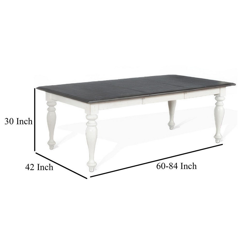 Orso Dining Table, White Mindi Wood, Rectangular Extendable 60-84"