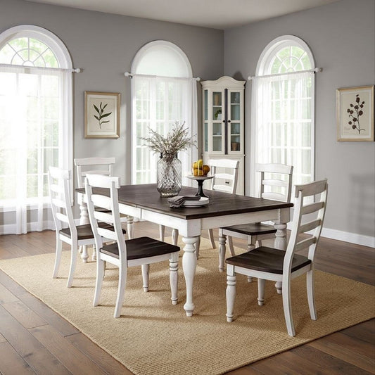 Orso Dining Table, White Mindi Wood, Rectangular Extendable 60-84"