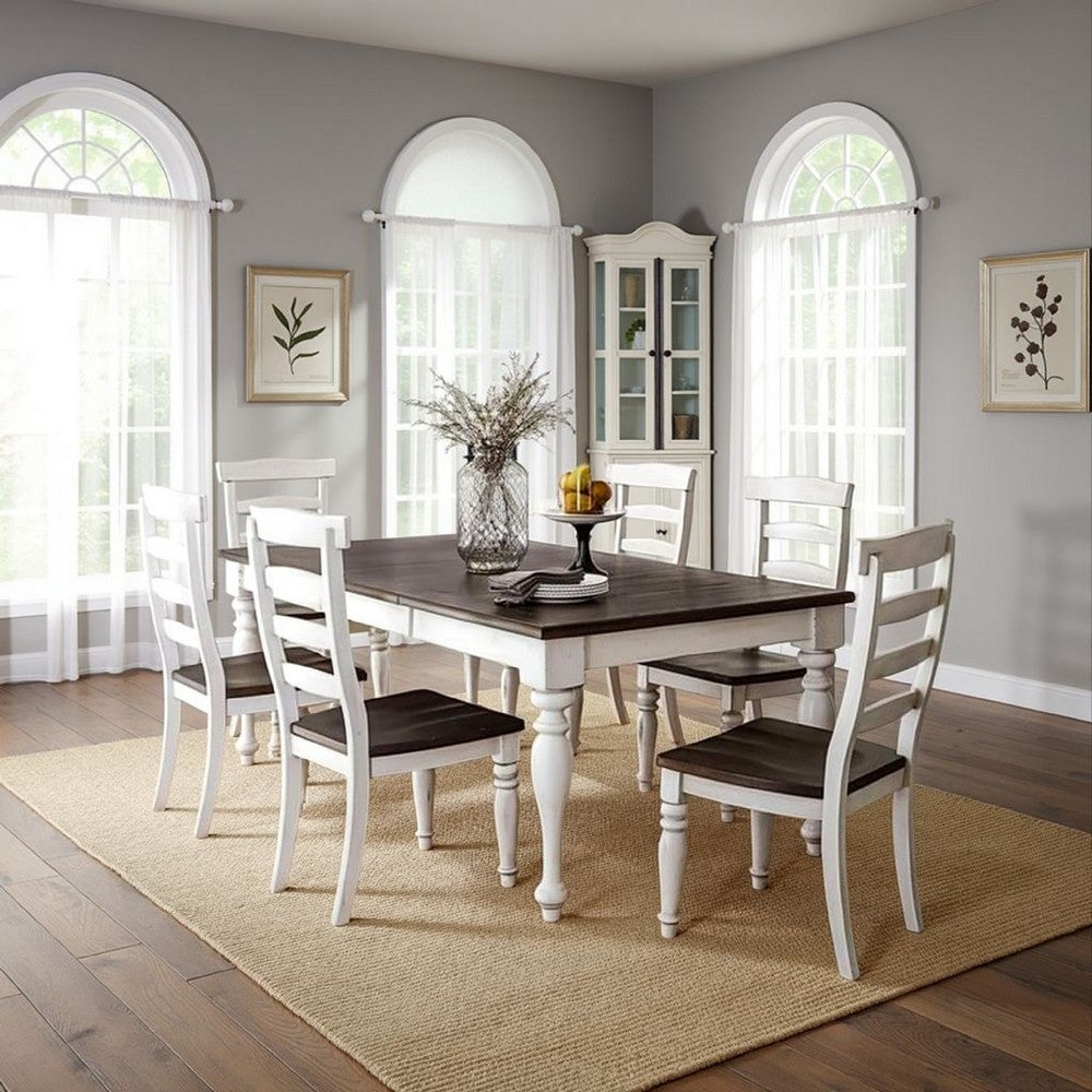 Orso Dining Table, White Mindi Wood, Rectangular Extendable 60-84"