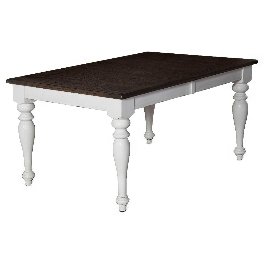 Barb Dining Table, White, Brown Mindi, Mahogany, Extendable 60-84"