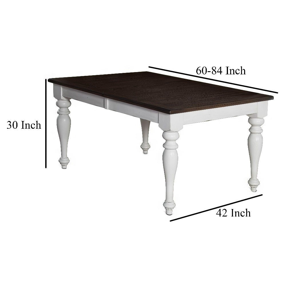 Barb Dining Table White Brown Mindi Mahogany Extendable 60-84’’ BM324800