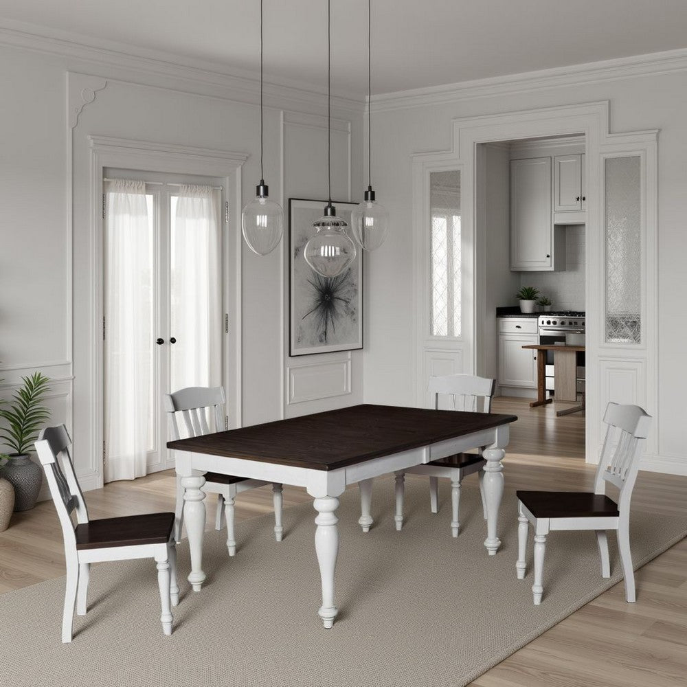 Barb Dining Table, White, Brown Mindi, Mahogany, Extendable 60-84"