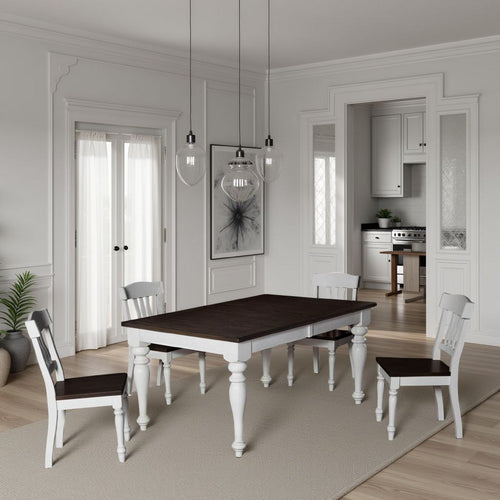 Barb Dining Table, White, Brown Mindi, Mahogany, Extendable 60-84"