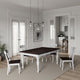 Barb Dining Table, White, Brown Mindi, Mahogany, Extendable 60-84"