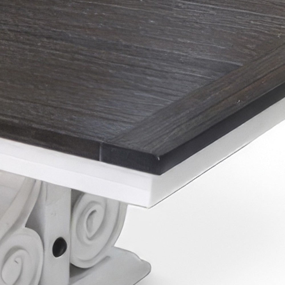 Orso Dining Table White and Brown 78-96’’ Extendable Mahogany Wood BM324801