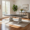 Orso Dining Table, White and Brown 78-96" Extendable Mahogany Wood