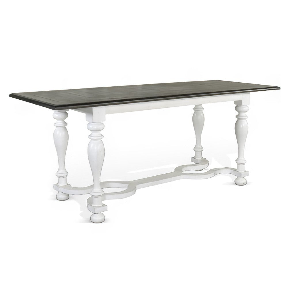 Orso Counter Height Narrow Dining Table, 84" White Brown Mahogany Wood
