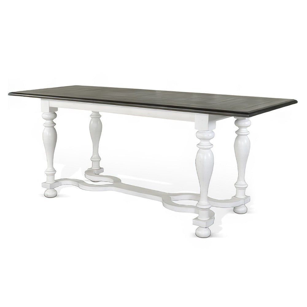 Orso Counter Height Narrow Dining Table 84’’ White Brown Mahogany Wood BM324802