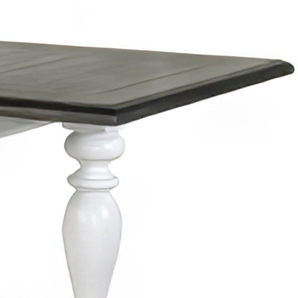 Orso Counter Height Narrow Dining Table 84’’ White Brown Mahogany Wood BM324802