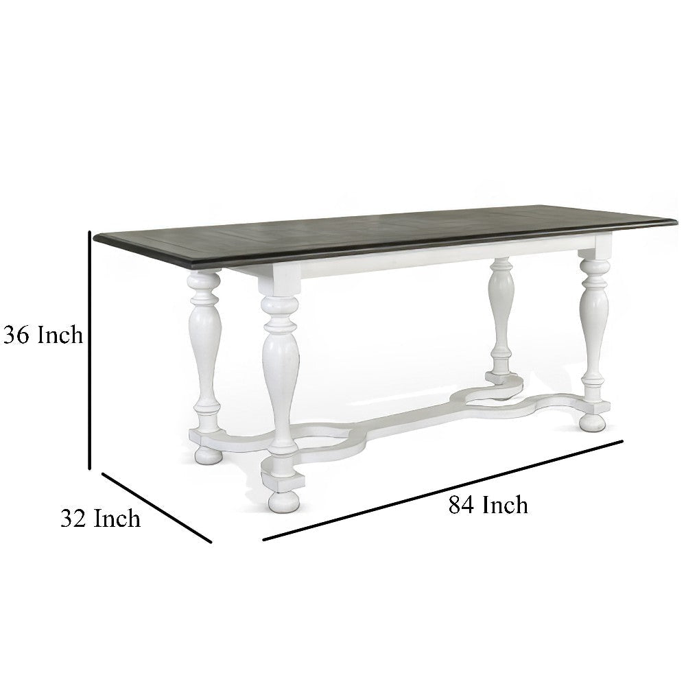 Orso Counter Height Narrow Dining Table 84’’ White Brown Mahogany Wood BM324802