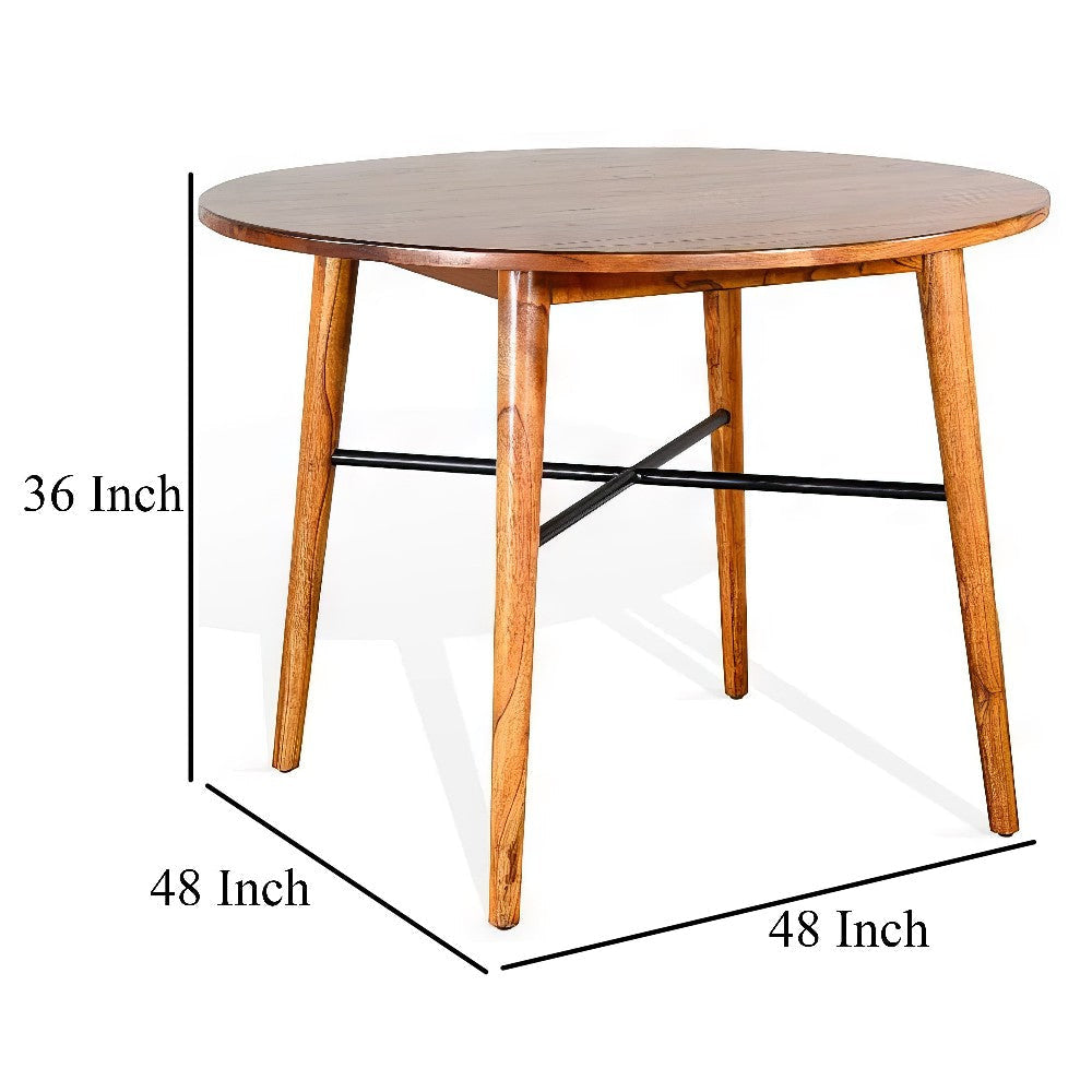 Amy Counter Height Dining Table Orange Brown Natural Mindi Wood 48’’ BM324805