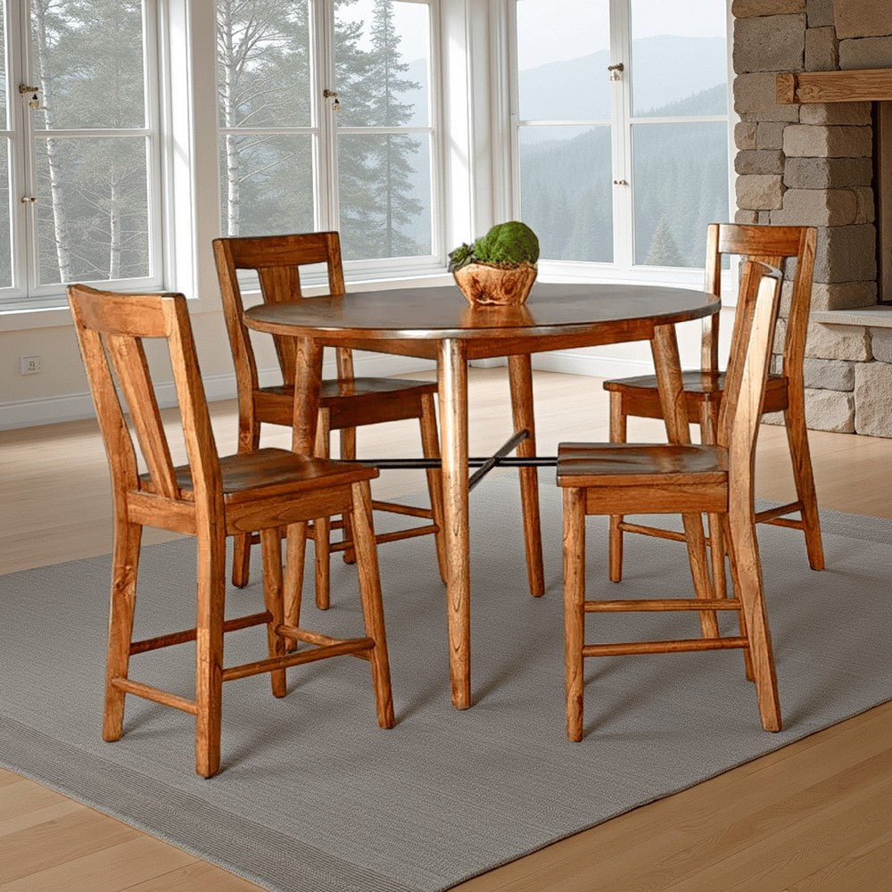 Amy Counter Height Dining Table, Orange Brown Natural Mindi Wood 48"
