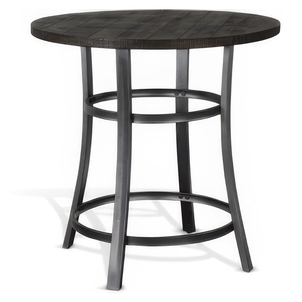 Flint Counter Height Table Round 36’’ Dark Brown Mahogany w Metal BM324809