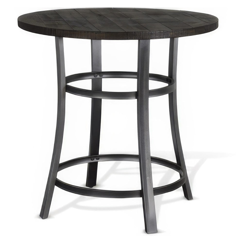 Flint Counter Height Table Round 36’’ Dark Brown Mahogany w Metal BM324809