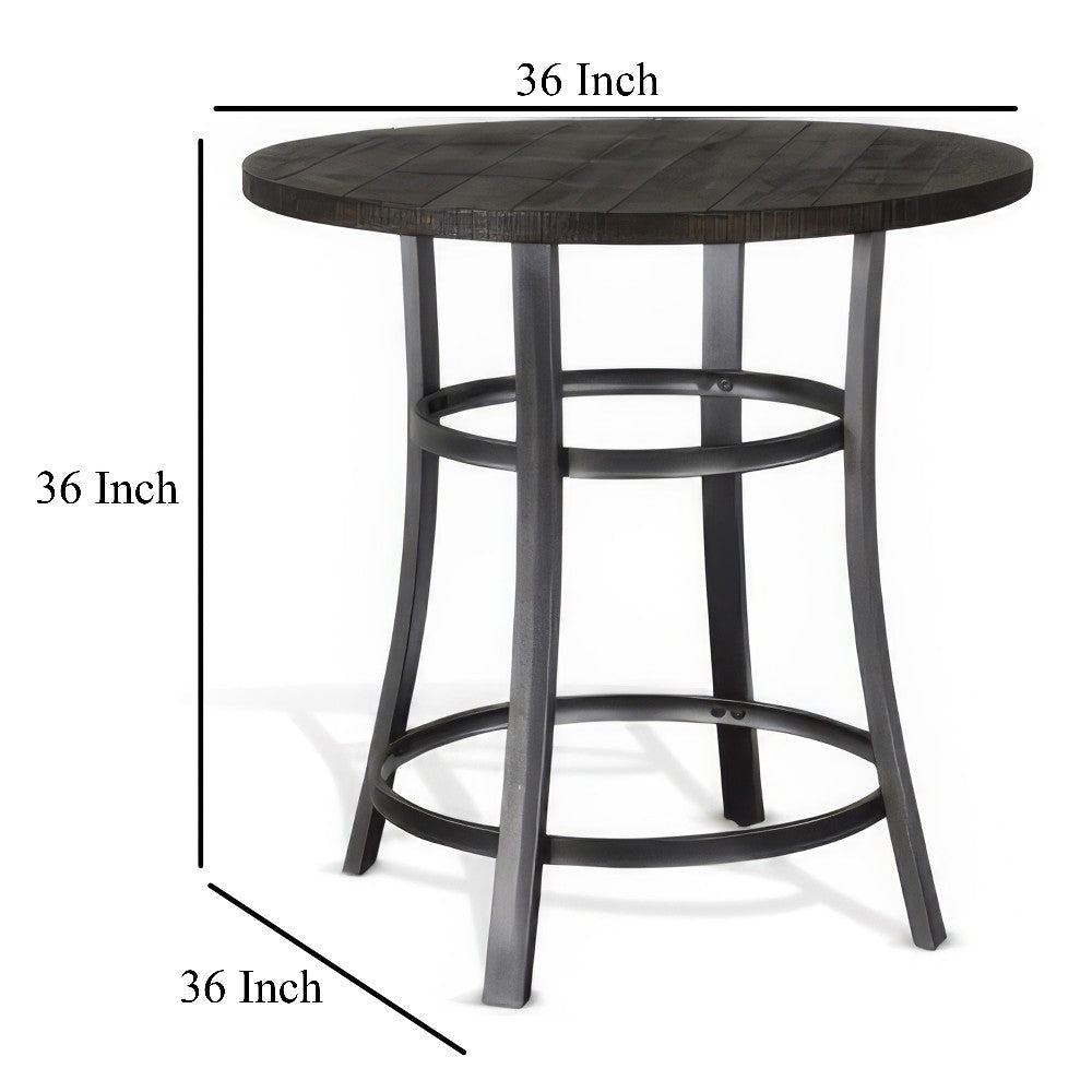 Flint Counter Height Table Round 36’’ Dark Brown Mahogany w Metal BM324809
