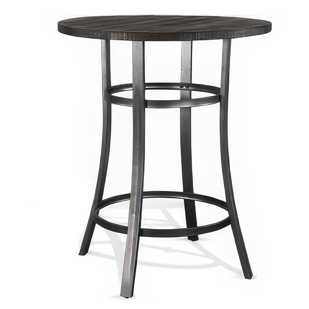 Flint Bar Height Table Round 42’’ Dark Brown Mahogany Wood and Metal BM324810
