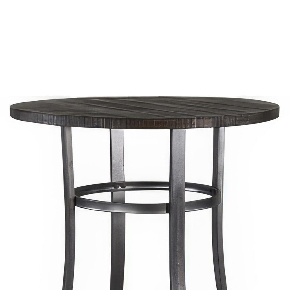 Flint Bar Height Table Round 42’’ Dark Brown Mahogany Wood and Metal BM324810