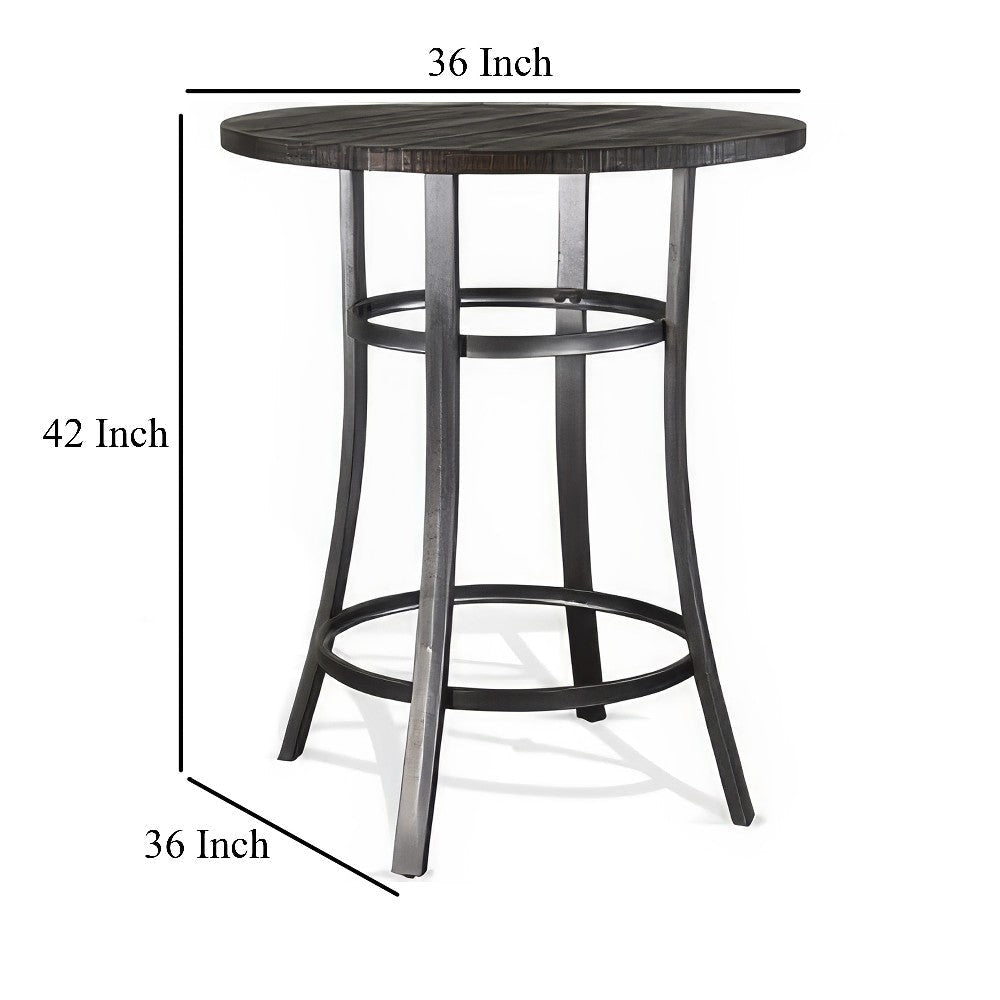 Flint Bar Height Table Round 42’’ Dark Brown Mahogany Wood and Metal BM324810