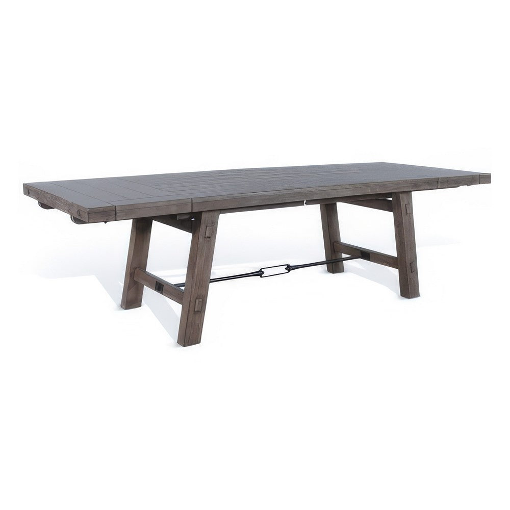Yael Dining Table, Light Brown Mahogany Wood, Extendable 76-106" Top