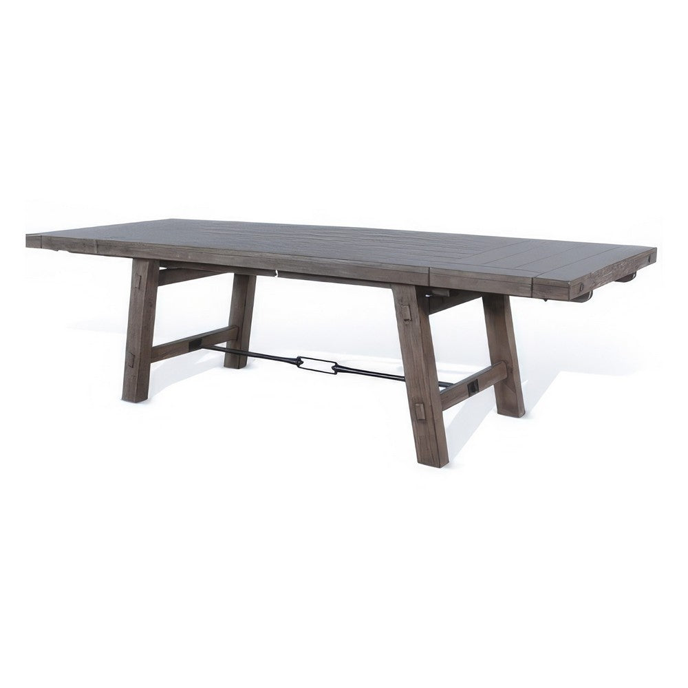 Yael Dining Table, Light Brown Mahogany Wood, Extendable 76-106" Top