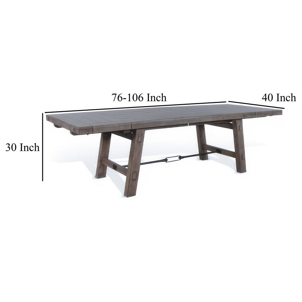 Yael Dining Table, Light Brown Mahogany Wood, Extendable 76-106" Top
