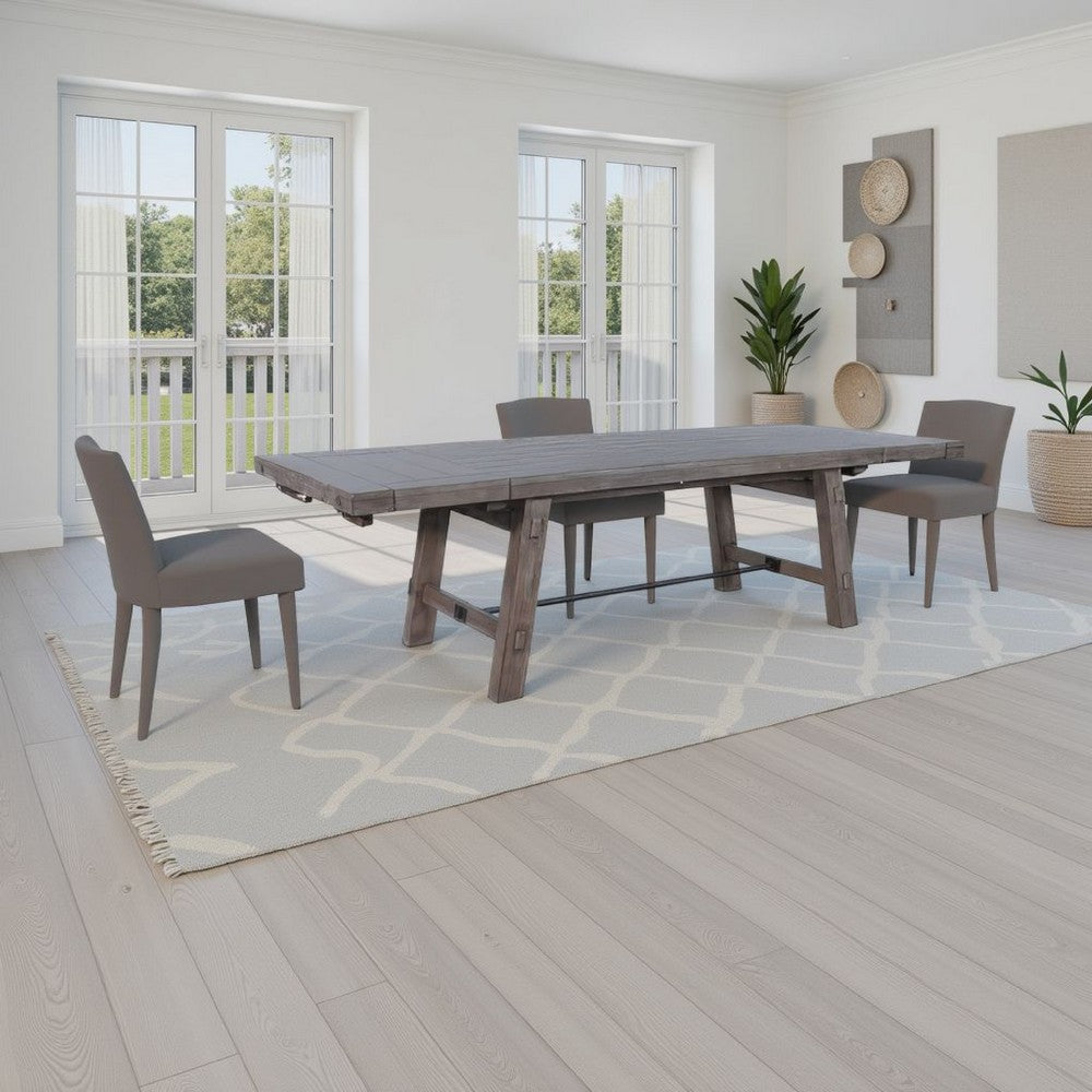 Yael Dining Table, Light Brown Mahogany Wood, Extendable 76-106" Top