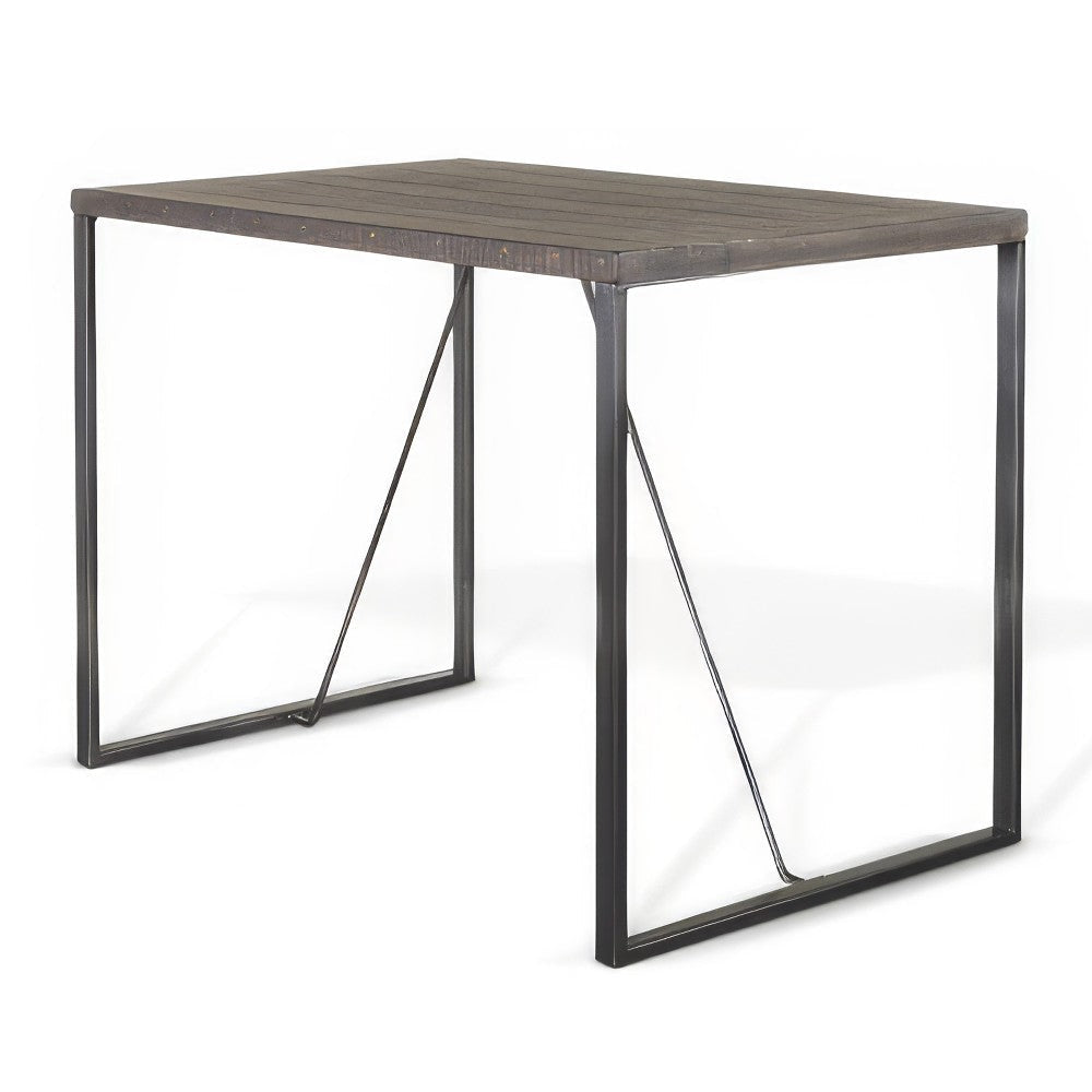 Zayle Counter Height Table Dark Brown Mahogany Wood Top Metal 47’’ BM324813