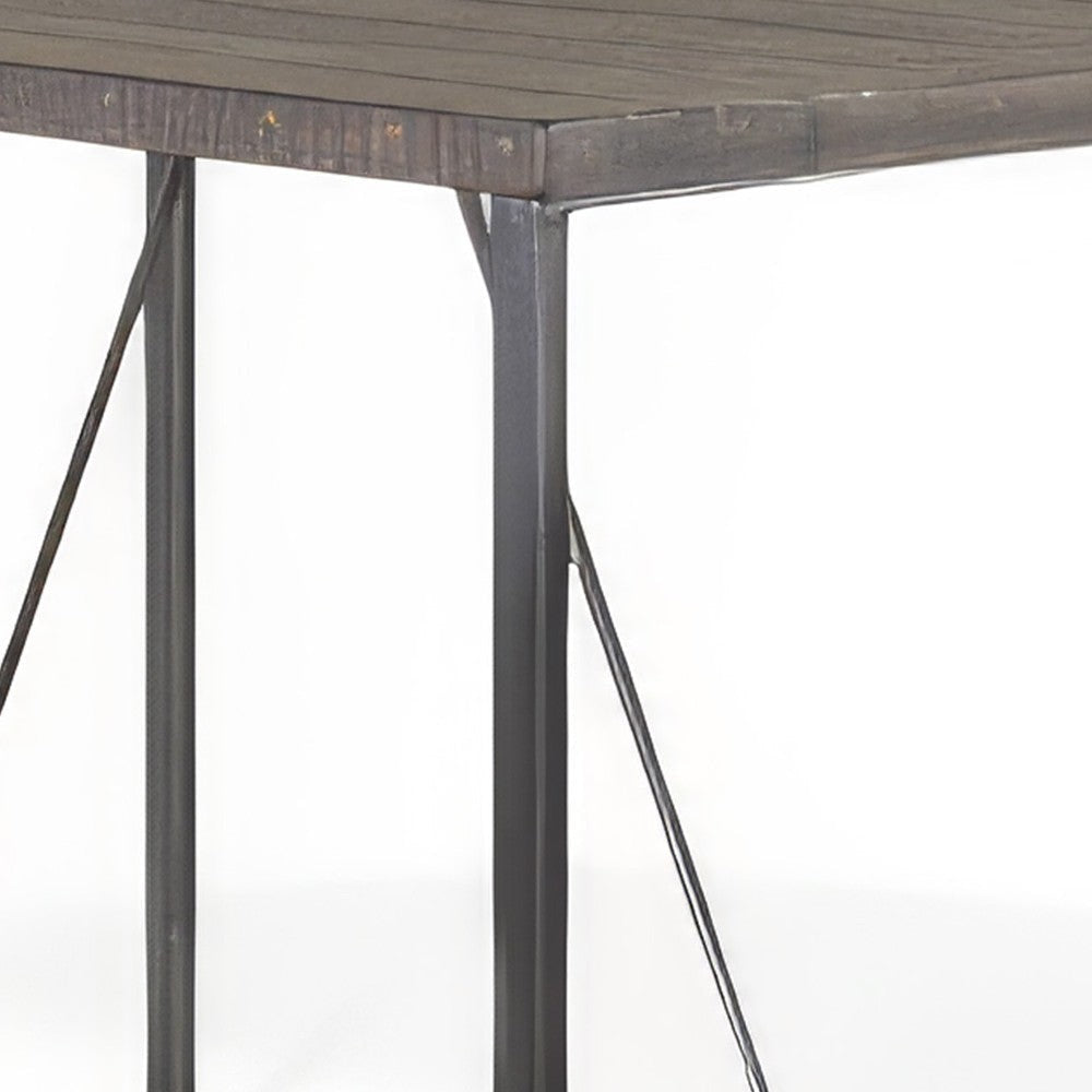 Zayle Counter Height Table Dark Brown Mahogany Wood Top Metal 47’’ BM324813